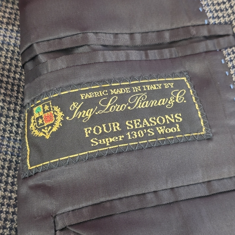 Peter Millar Loro Piana Four Seasons Wool Blazer Brown Blue Plaid Unlined 44R - Picture 8 of 8